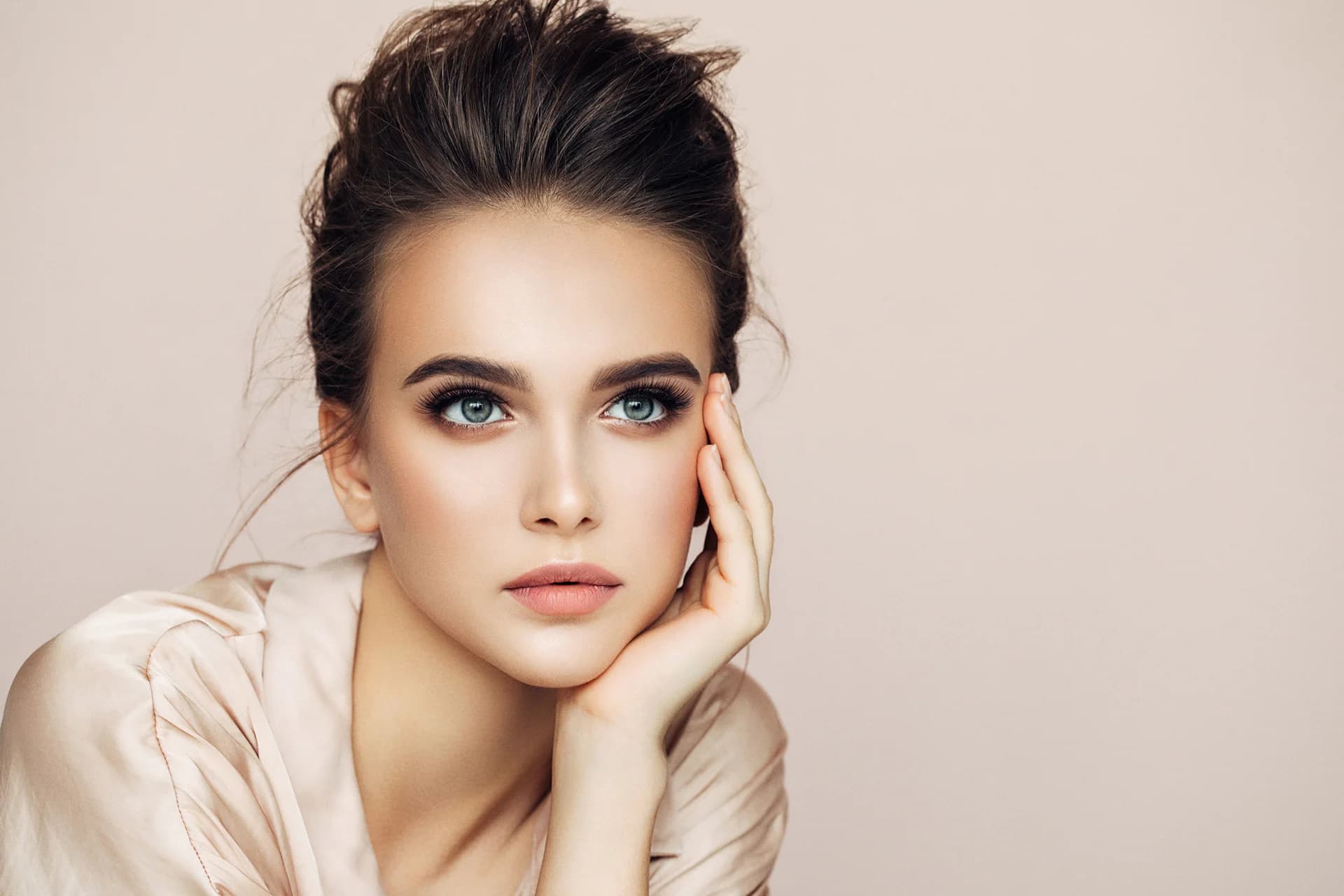 a portrait of a pretty woman
