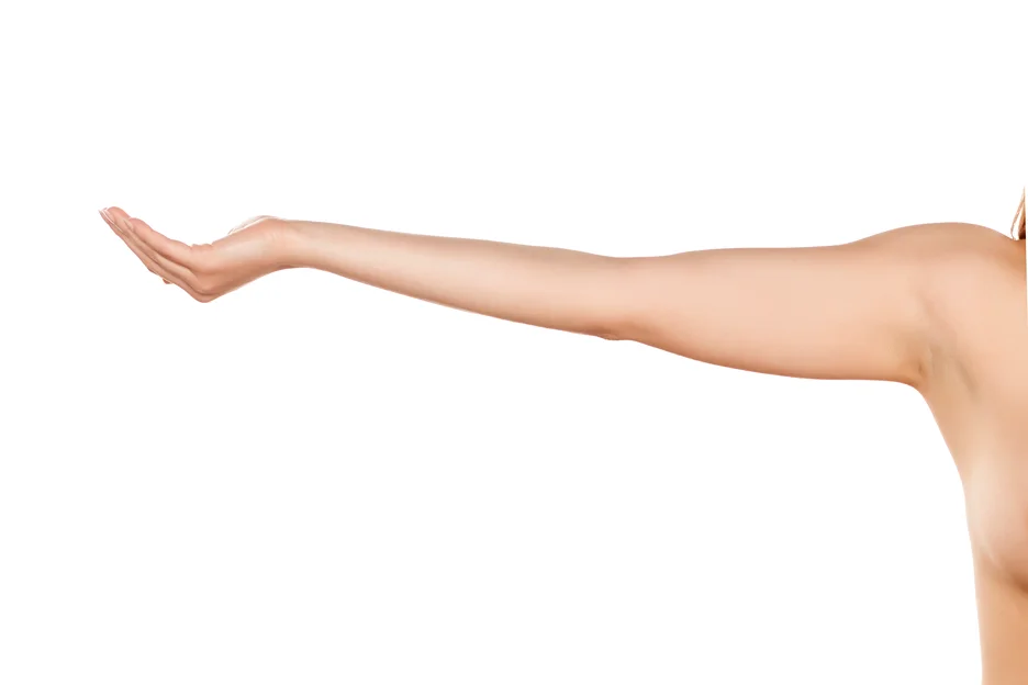 A woman with her arm after lipo with j plasma procedure